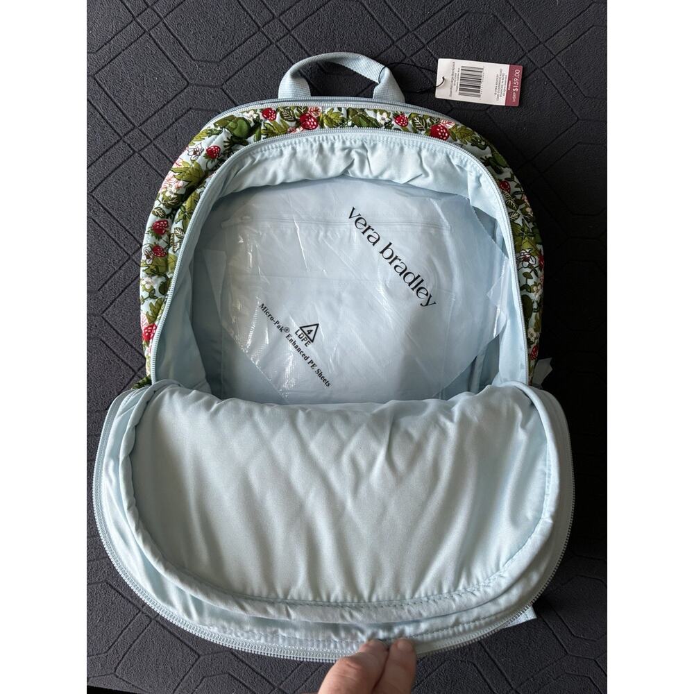 Vera Bradley Frogberry Garden Blue Essential 17” Laptop Large Backpack NWT - Picture 3 of 8